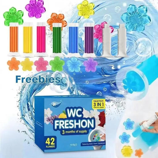 🌸 42 Bloemen! 3-Tubes Toilet Gel Stempelbox – Deodoriserende Badkamerverfrisser met Bloemengeur🚽✨