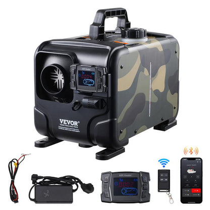 8kW dieselkachel, 12V/24V all-in-one diesel luchtverwarmer, Bluetooth APP bediening, afstandsbediening en display, CO-alarm, snelle verwarming