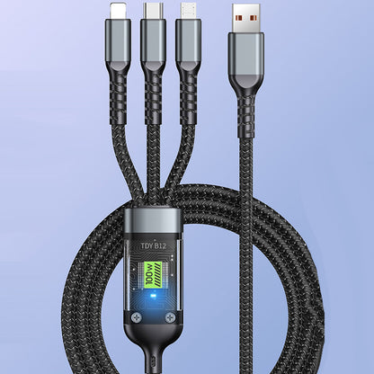 Transparante, lichtgevende 3-in-1 supersnelle oplaadkabel