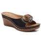 🎀Dames Comfortabele Leren Sandalen Met Stevige Bloemenband En Sleehakken