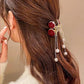 🌹2025 Nieuwe aankomst🌹Elegante roze fluwelen haarclip met parels✨