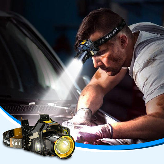 🔥 Tijdelijk geldig – 50% korting! 💡 Waterdichte, oplaadbare hoofdlamp voor buiten met hoofdband