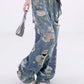 Women's Loose Ripped Wide-Leg Denim Jeans！Free Shipping！！