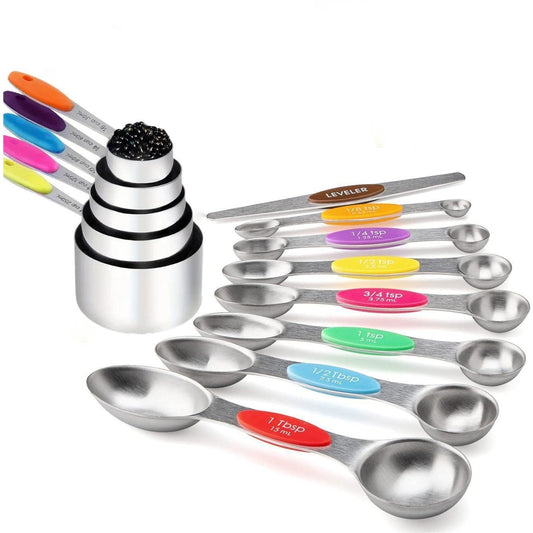 Set magnetische maatlepels van roestvrij staal