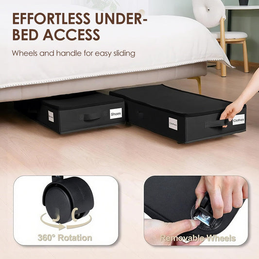 Onderbed-opbergbox met wieltjes en handgreep