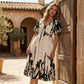 👗 Zachte Midi Jurk met Botanische Print & V-Hals – Licht, Elegant & Makkelijk te Dragen | Nu 58% KORTING | Maten S t/m 5XL! 🌸✨