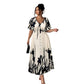 👗 Zachte Midi Jurk met Botanische Print & V-Hals – Licht, Elegant & Makkelijk te Dragen | Nu 58% KORTING | Maten S t/m 5XL! 🌸✨