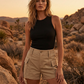 🥳💞 50K+ VERKOCHT! 💥 50% KORTING! 🔥 Dames Hoge-Taille Cargo Shorts met Zakken – Stijlvol, Comfortabel & Zomerklaar! ☀️👖