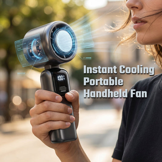 ❄️ 50% KORTING – Geavanceerde halfgeleider ventilator – 90° verstelbare kop – LED-display – handsfree met nekband 💨🔋